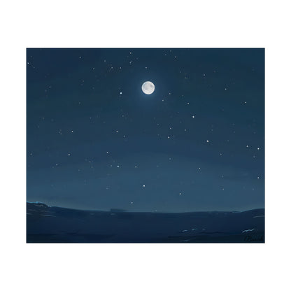 Starry Night Sky: Minimalist Beauty in Blue - Poster