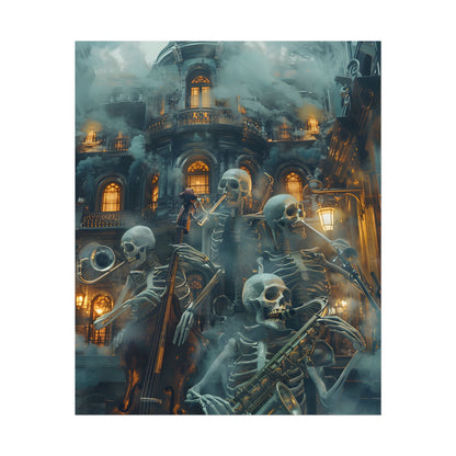 Victorian Lowbrow Skeleton Jazz Band: Dark Artwork - Poster