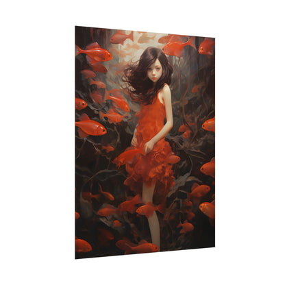 Simple Orange Still Life: Casual Wooden Table Art - Poster