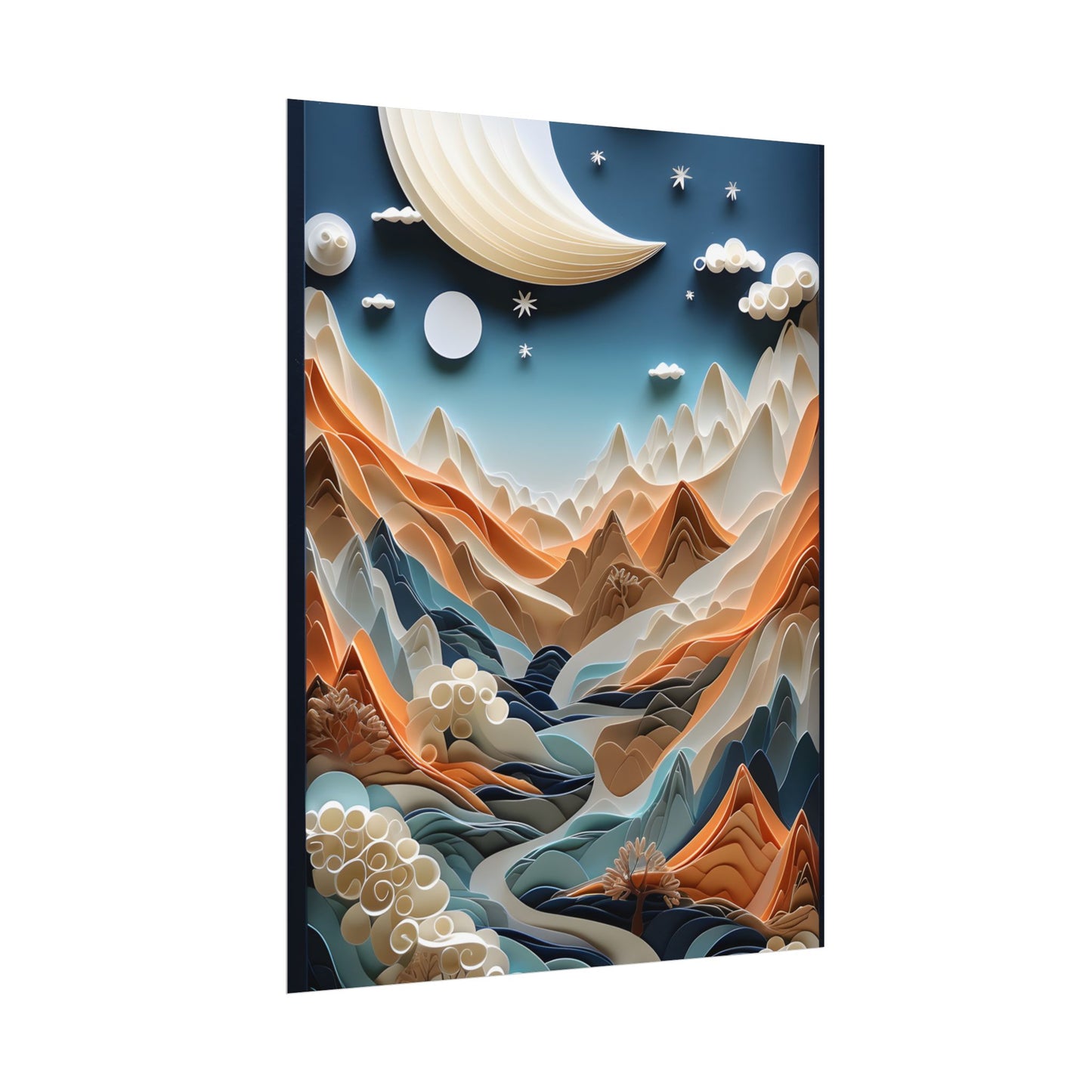 Vibrant European Quilled Landscape: Intricate Paper Art - Poster