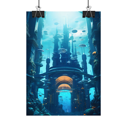Futuristic Underwater Metropolis: Glass Cityscape - Poster