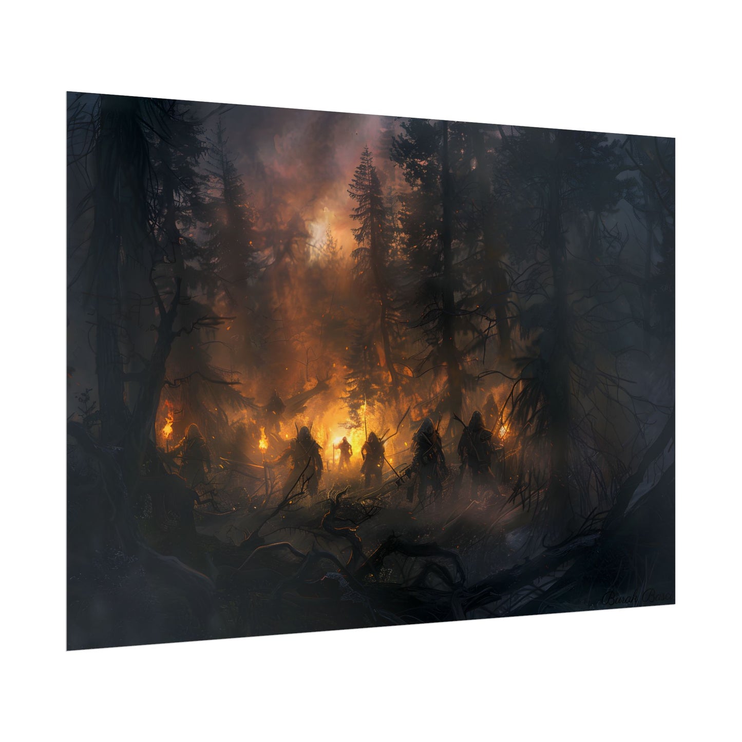 Tranquil Forest Sunset: People Connecting with Nature - Poster