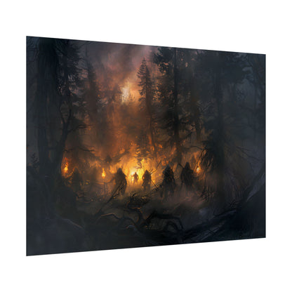 Tranquil Forest Sunset: People Connecting with Nature - Poster