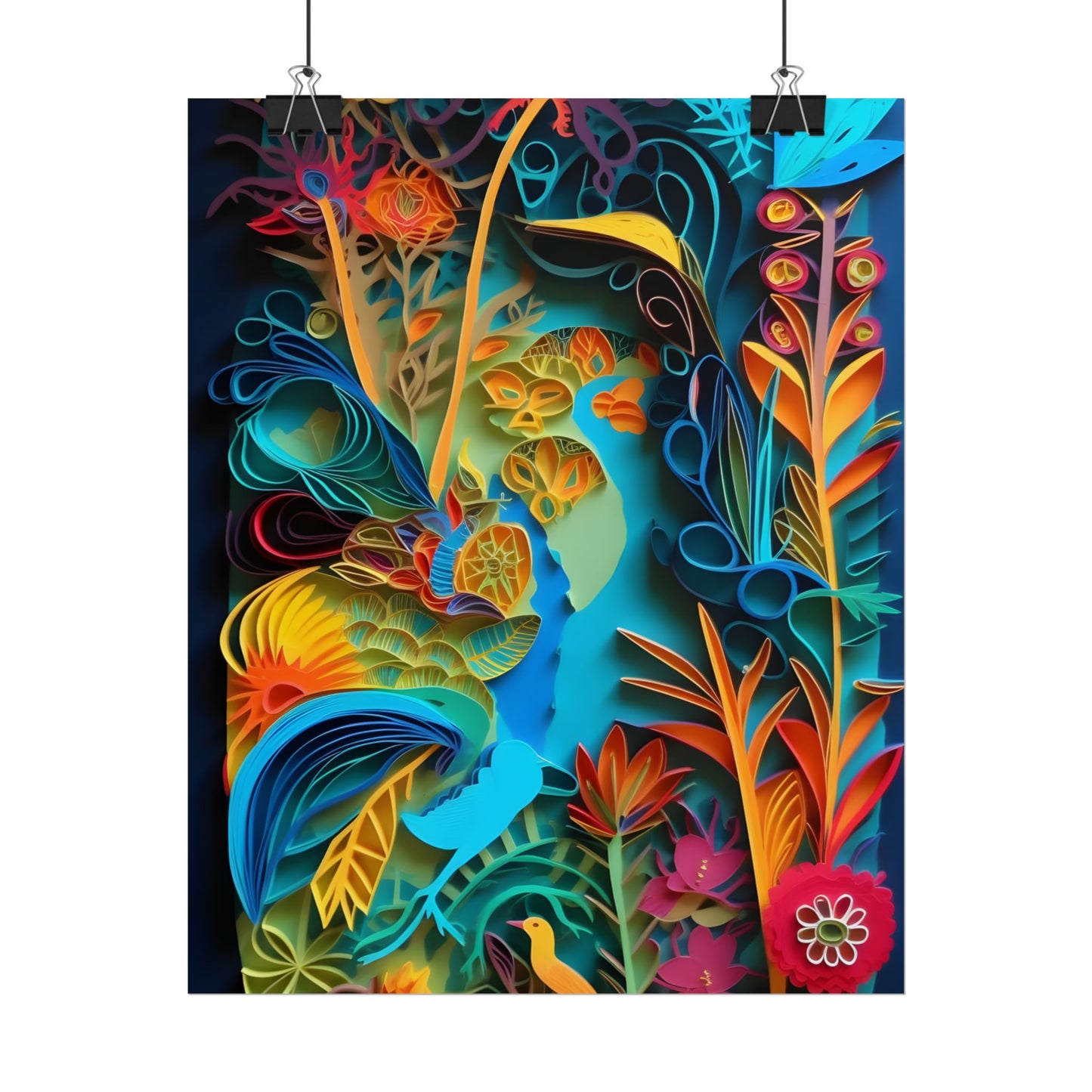 Indian Quilled Landscape: Colorful Paper Art - Poster
