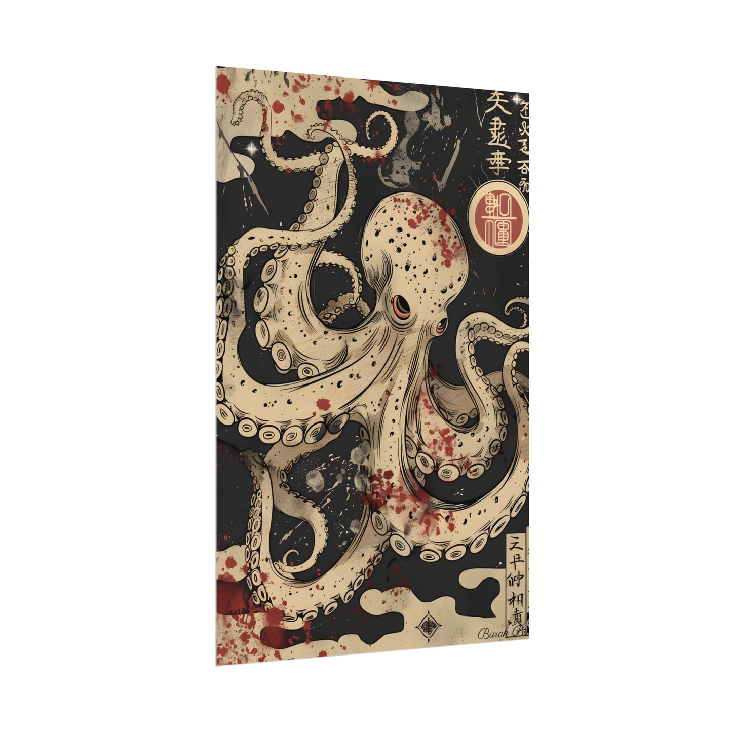 Stylized Japanese Octopus: Minimal Artwork - Poster