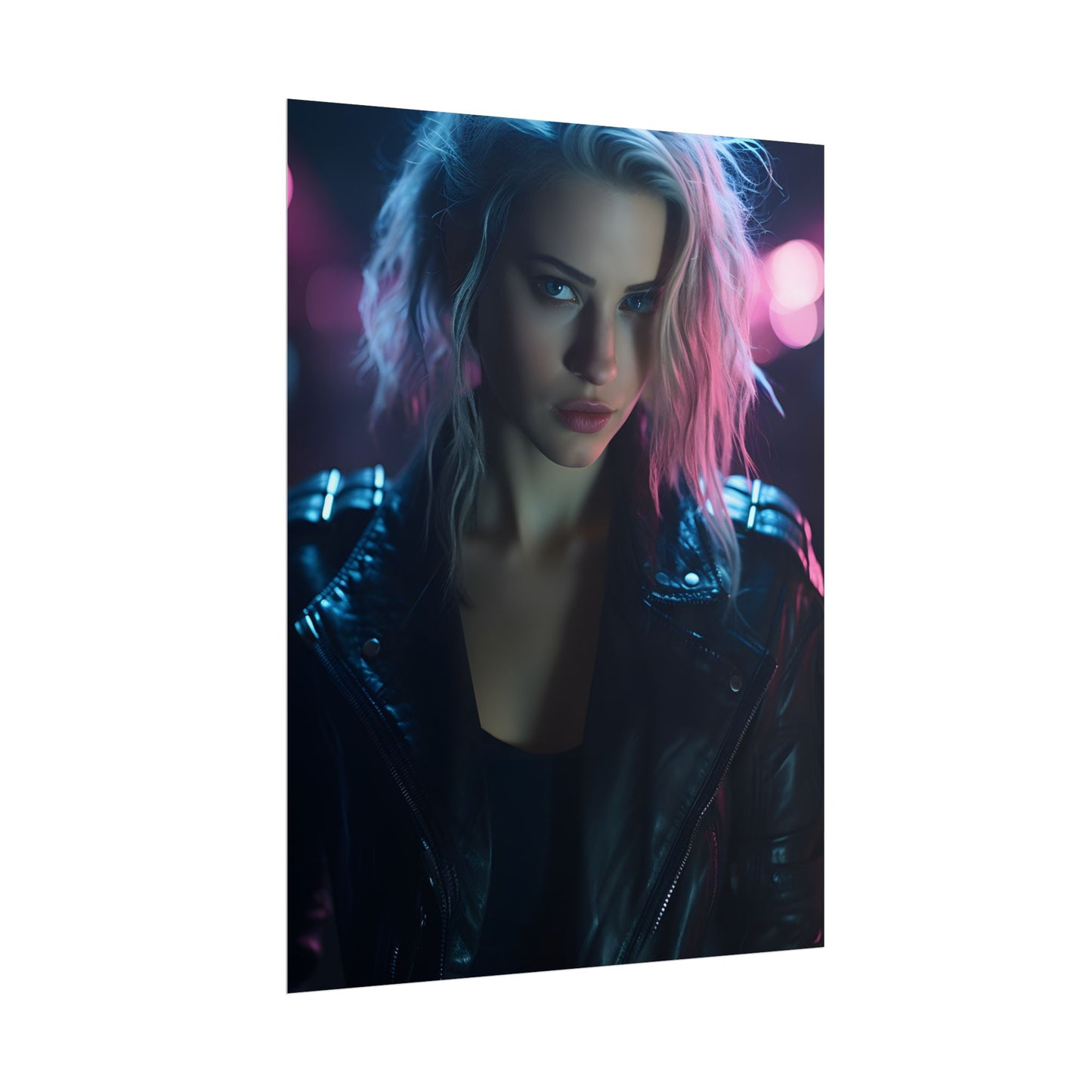 Cyberpunk Teen: Moody Expression Digital Art - Poster