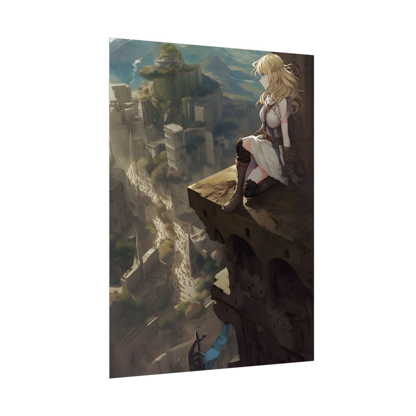 Dramatic Anime Female Portrait: Exclusive Artwork - Poster