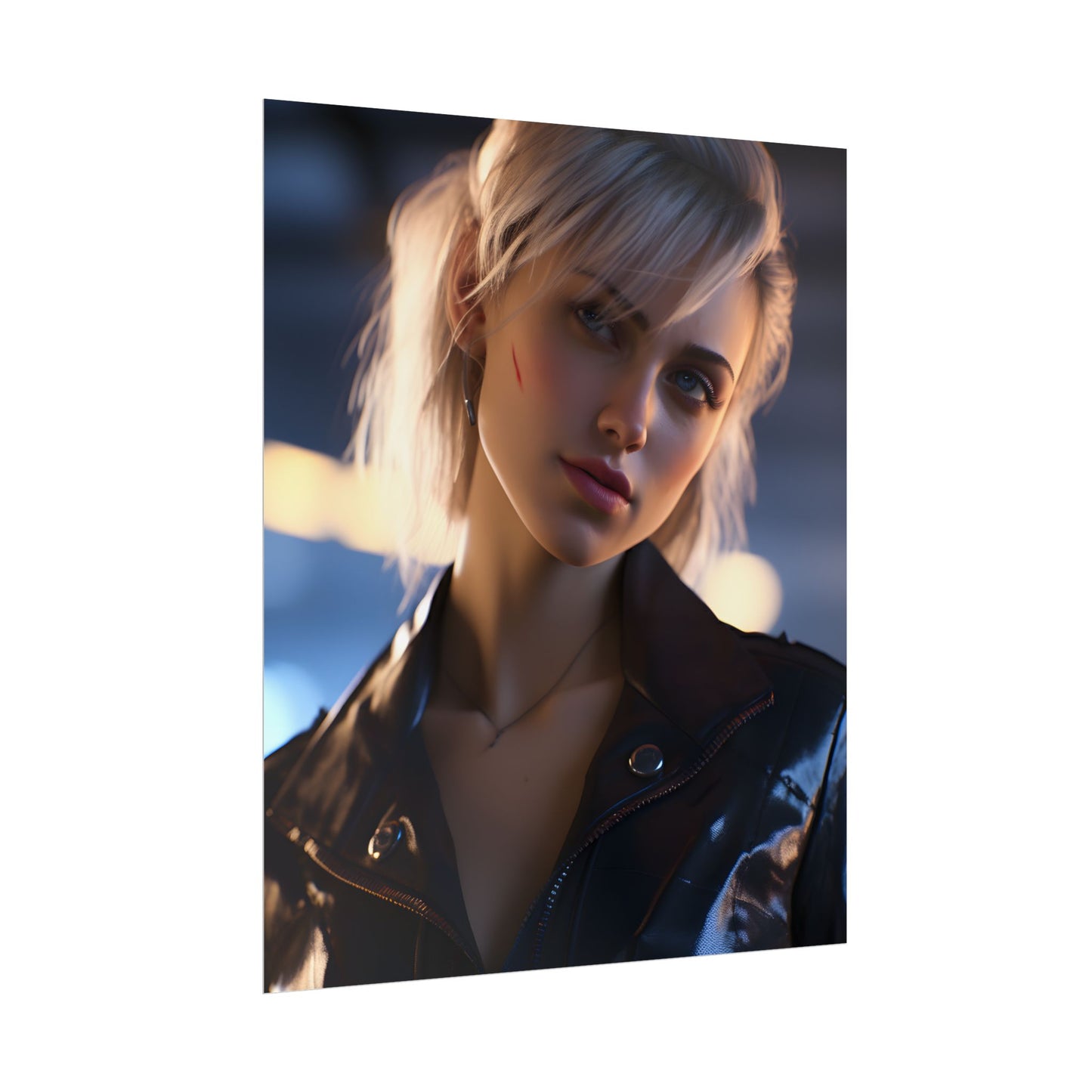 Cyberpunk Teenage Girl: Blonde Digital Art - Poster