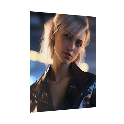 Cyberpunk Teenage Girl: Blonde Digital Art - Poster