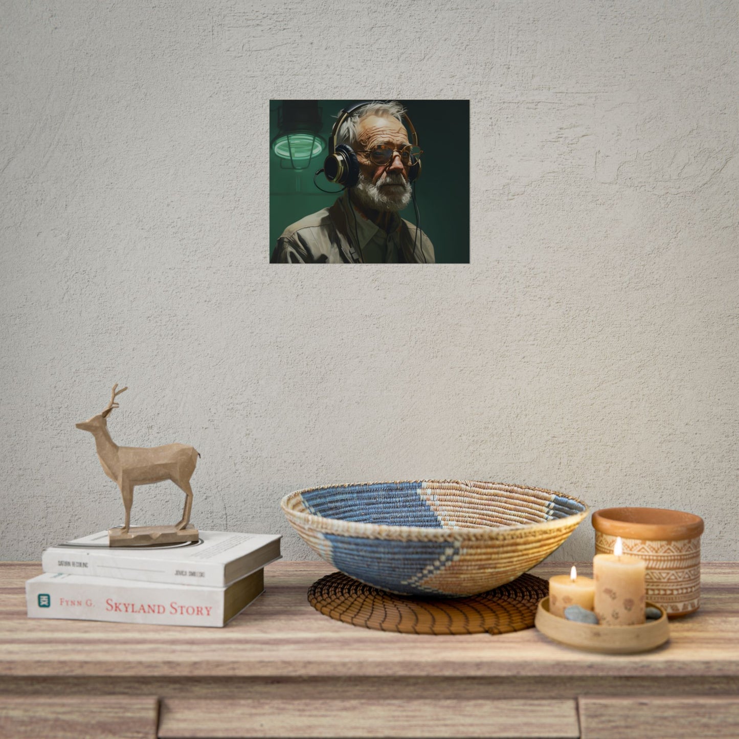 Old Man Connected: Sci-Fi Headset Experiment Digital Art - Poster