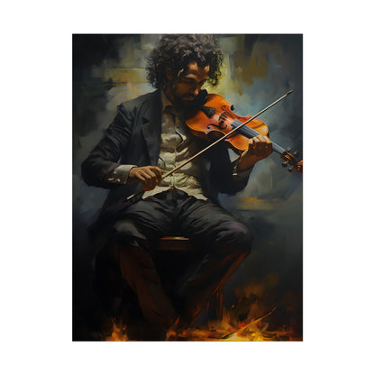 Mysterious Musician Portrait: Digital Artwork - Poster