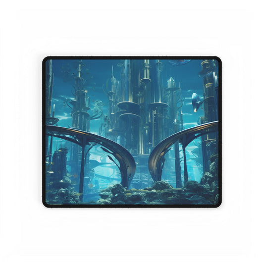 Underwater City of the Future: Sleek Modern Architecture - Desk Mat