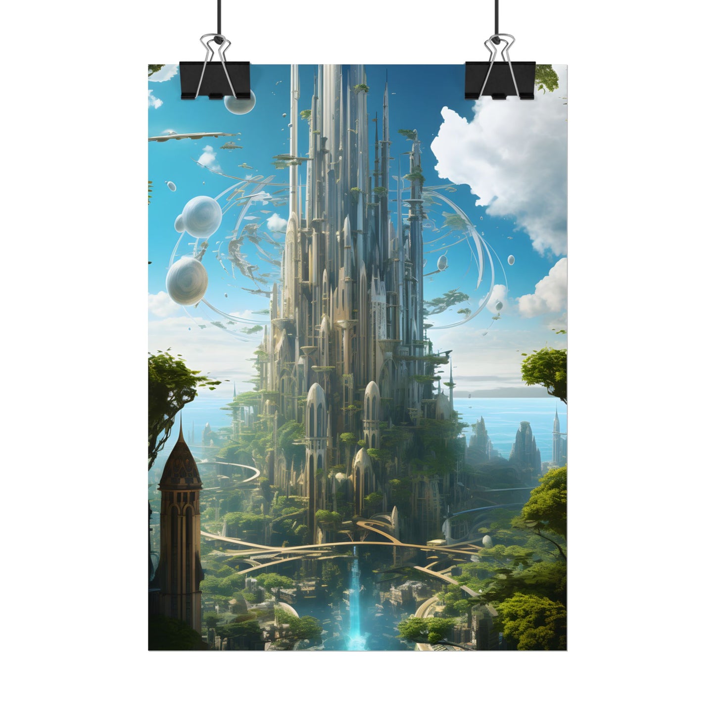 Breathtaking Floating City: Urban Waterways Digital Art - Poster