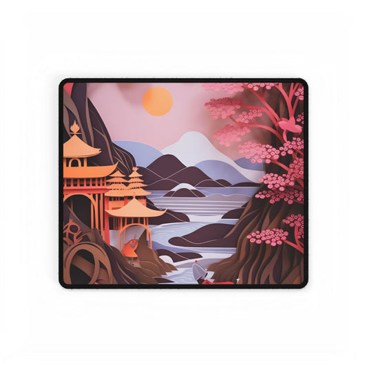 Japanese Vibrance: Eye-Catching Paper Quilled Landscape Art - Desk Mat