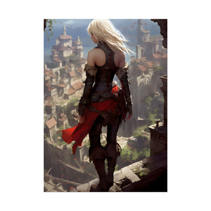 Blonde Anime Bloom: Calming Outdoor Artwork - Poster