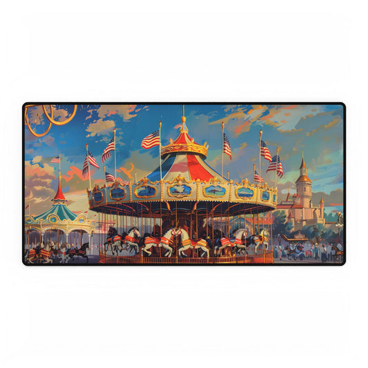 Vibrant Outdoor Adventure: A Vintage-Inspired Artwork - Desk Mat