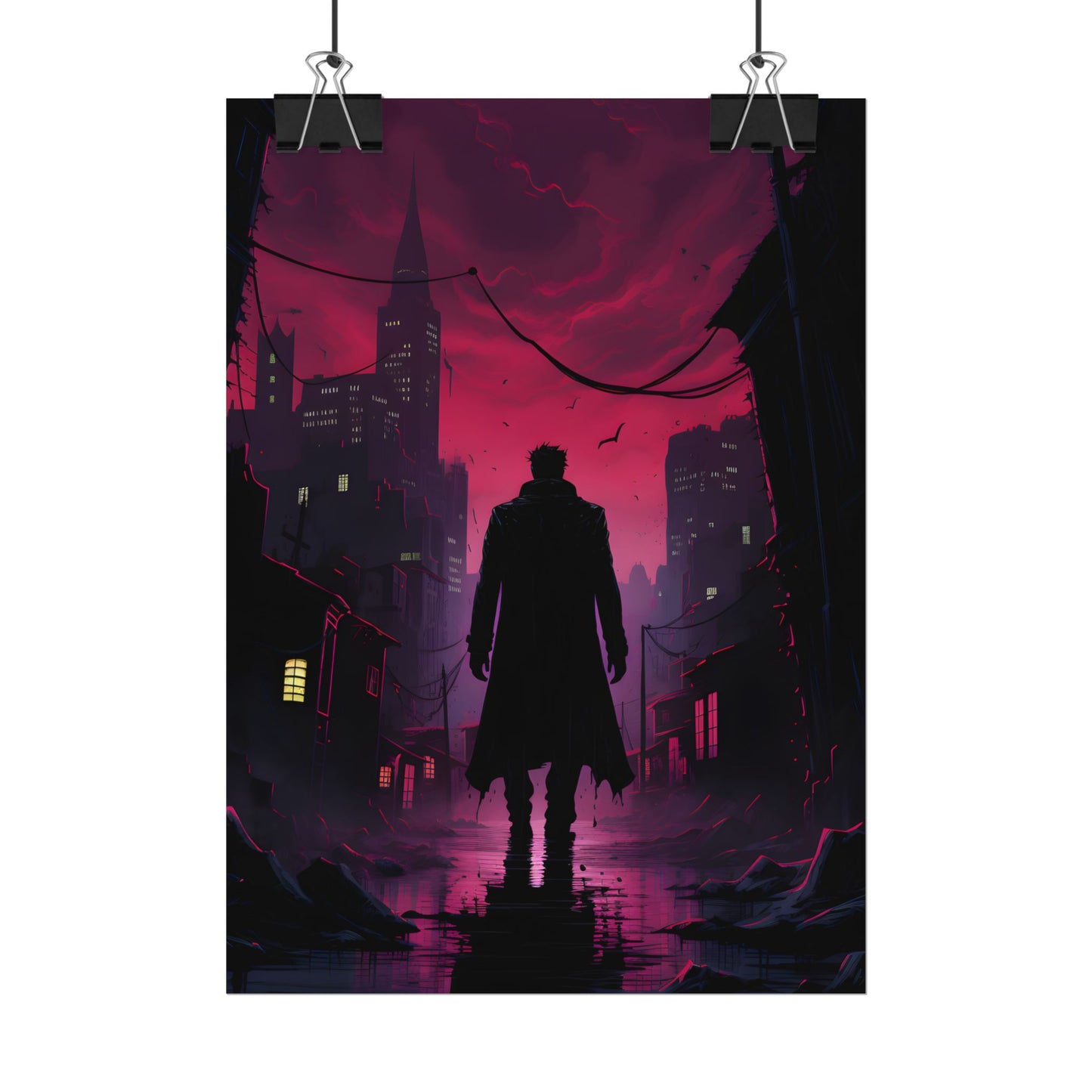 Gritty Urban Scene: Detective in Thought - Poster