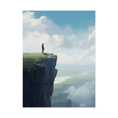 Spring Afternoon Outdoor Scene: Person Walking on Sidewalk - Poster