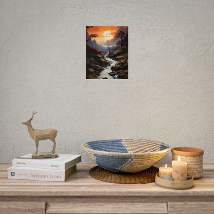 Breathtaking Waterfall: Vibrant Oil Painting Art - Poster
