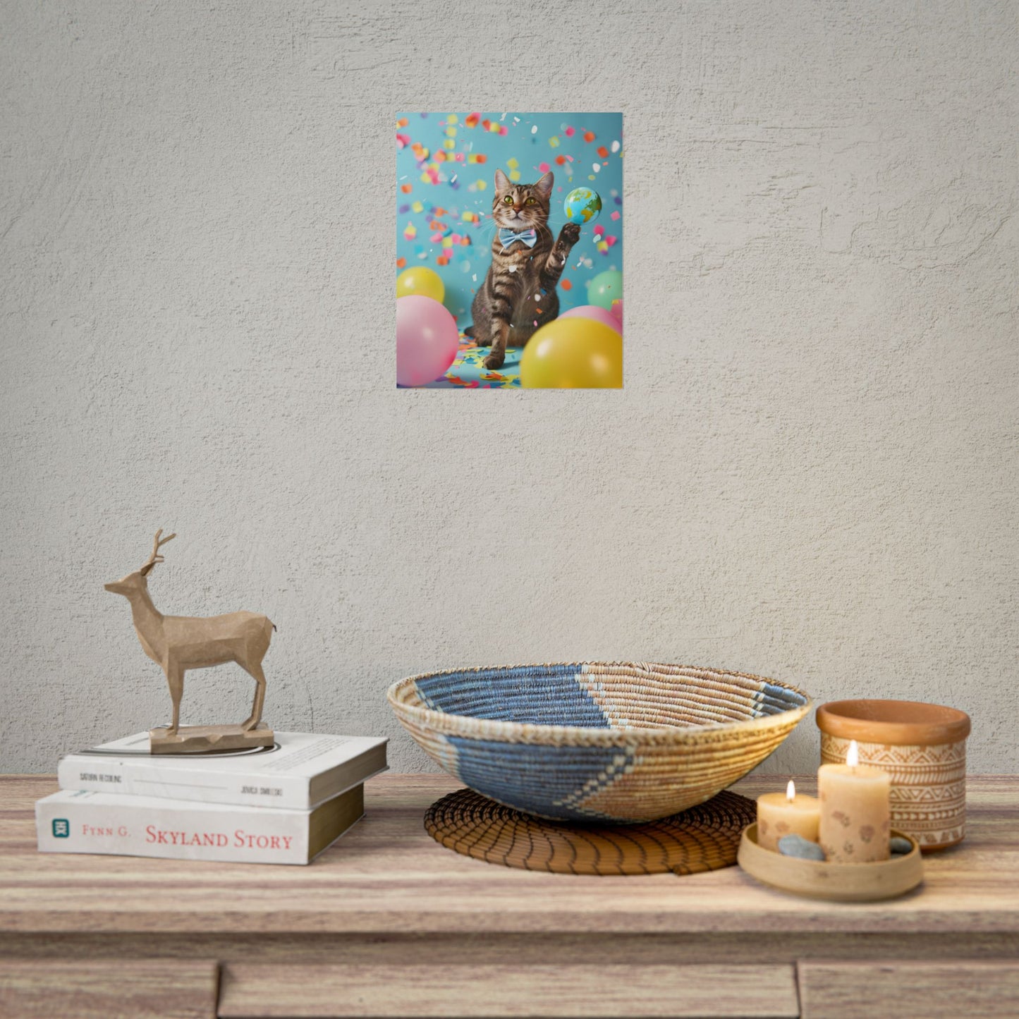 Whimsical Cat in Bow Tie: Close-Up Art Print - Poster