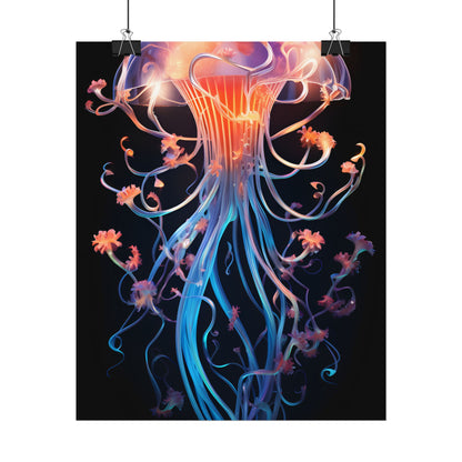 Bioluminescent Oceanic Ballet: Elegantly Poised Dancer in Underwater Performance - Poster