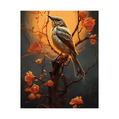 Enigmatic Songbird Guardian: Urban Artwork - Poster