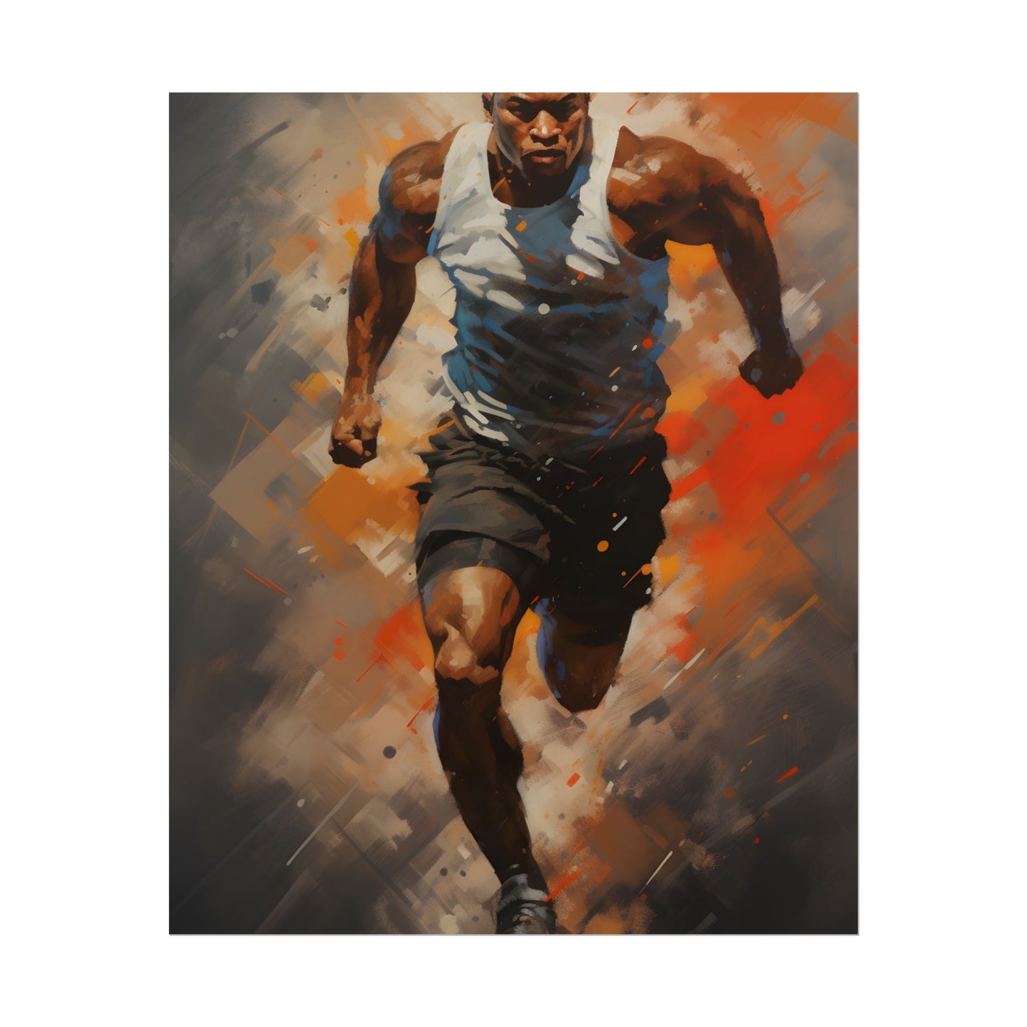 Passionate Athlete in Motion: Dynamic Portrait Artwork - Poster