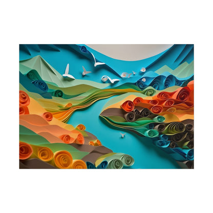 Magical Beach Paradise: Peaceful Paper Quilling Art - Poster