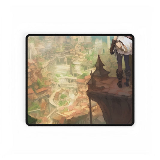Dramatic Anime Bird's Eye View: Japanese Digital Art - Desk Mat