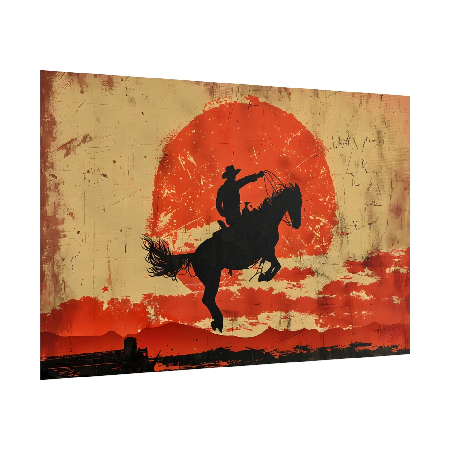 Vintage Rodeo Cowboy: Classic Bucking Bronco Art - Poster