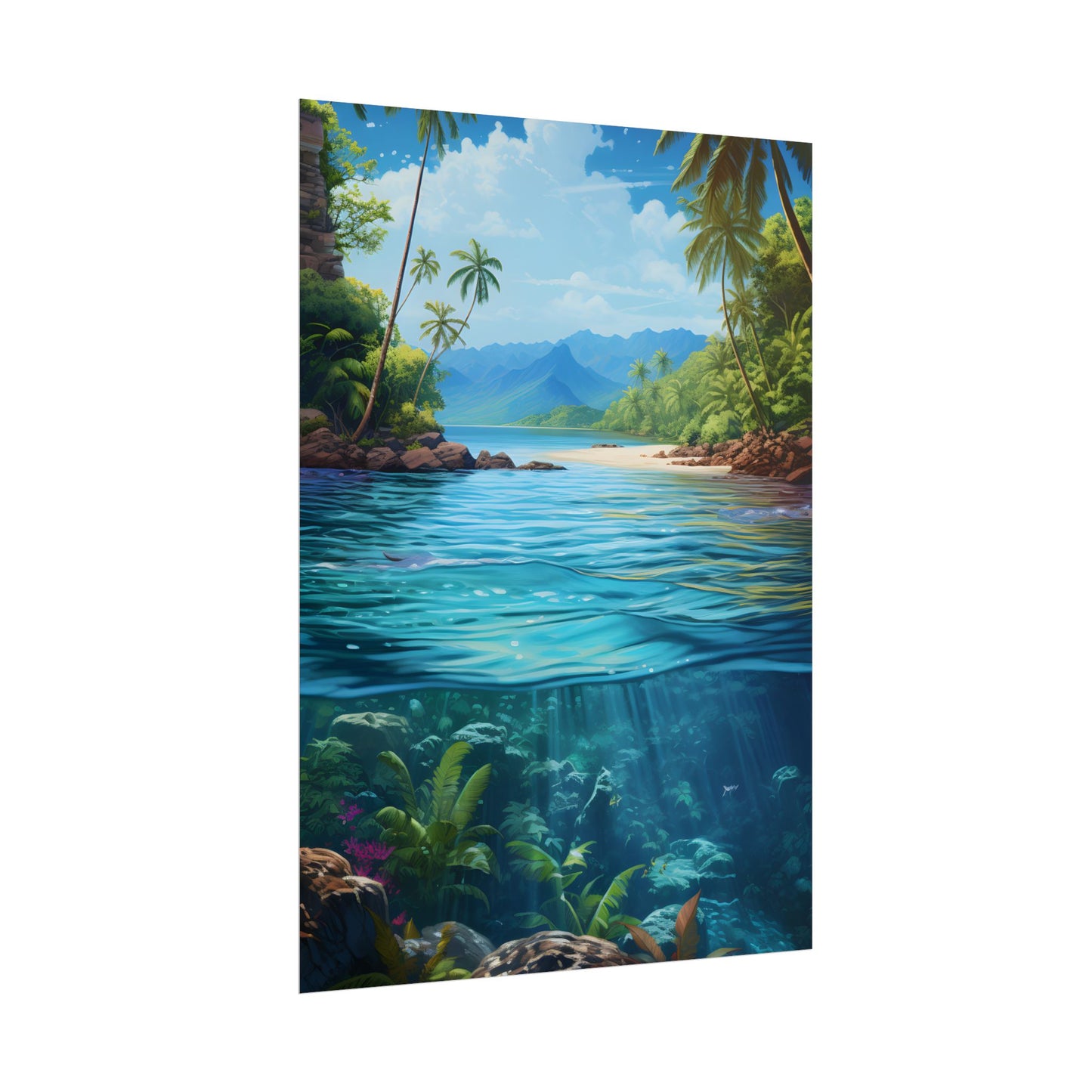 Tropical Island Oasis: Tranquil Tropical Landscape Art - Poster