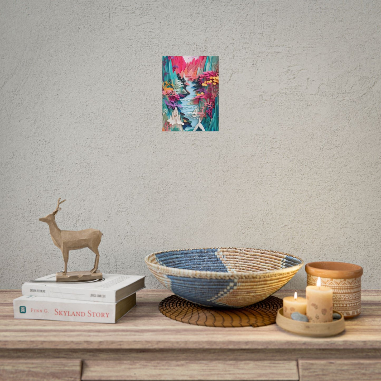 Japanese Paper Quilling Craft: Vibrant Landscape Art - Poster