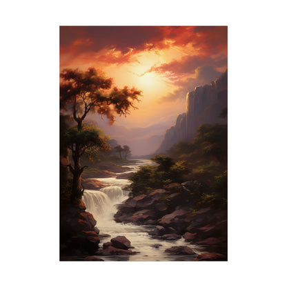 Breathtaking Waterfall Oil Painting: Meticulous Artwork - Poster