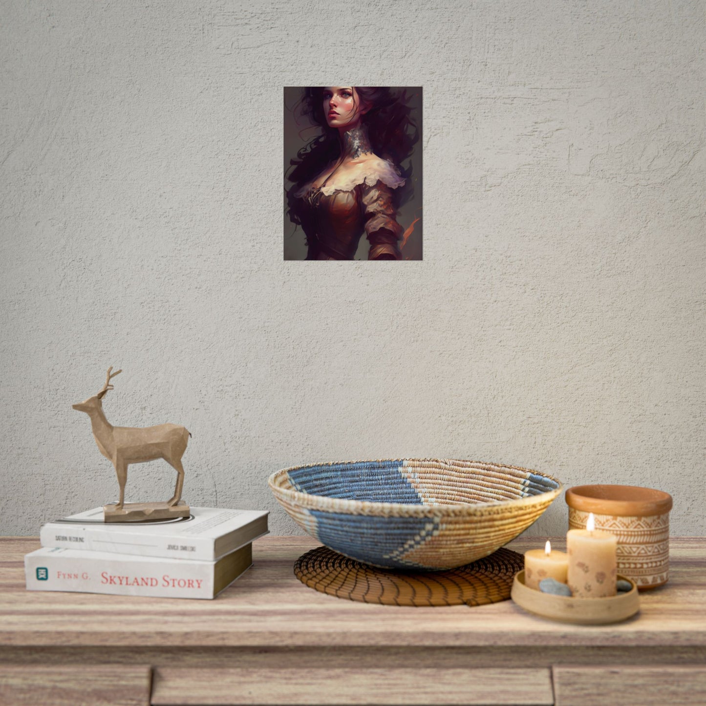 Lovely Brown Hair Portrait: Stunning Female Art - Poster