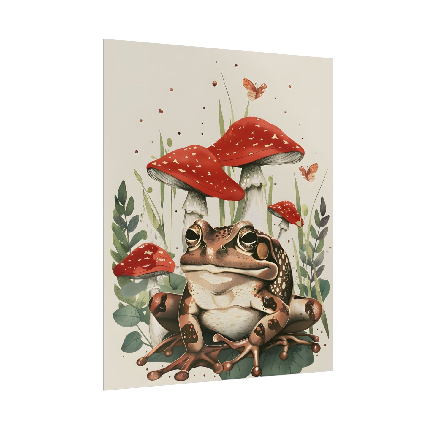 Retro Frog Smile: Colorful Mushroom Friends - Poster