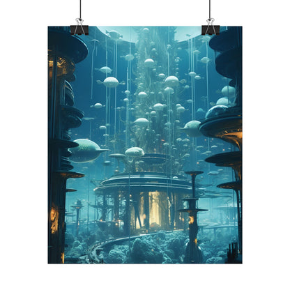 Underwater City of Tomorrow: Futuristic Urban Landscape Art - Poster