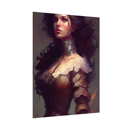 Lovely Brown Hair Portrait: Stunning Female Art - Poster