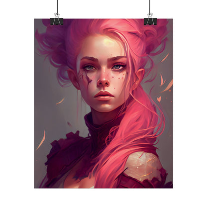 Enigmatic Portrait: Pink Hair in Darkness - Poster