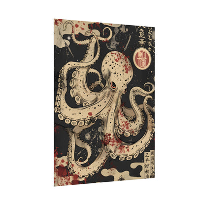 Stylized Japanese Octopus: Minimal Artwork - Poster