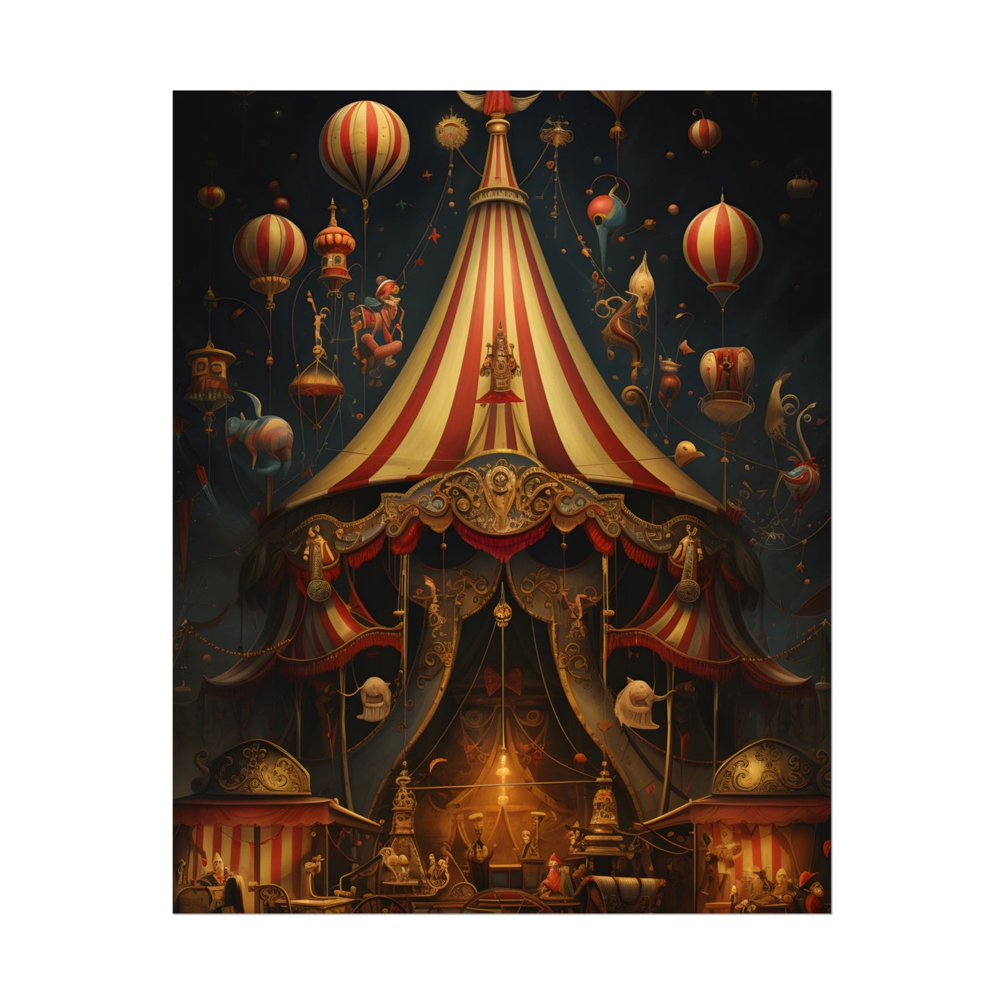 Whimsical Clockwork Circus: Fantastical Art with Vibrant Details - Poster