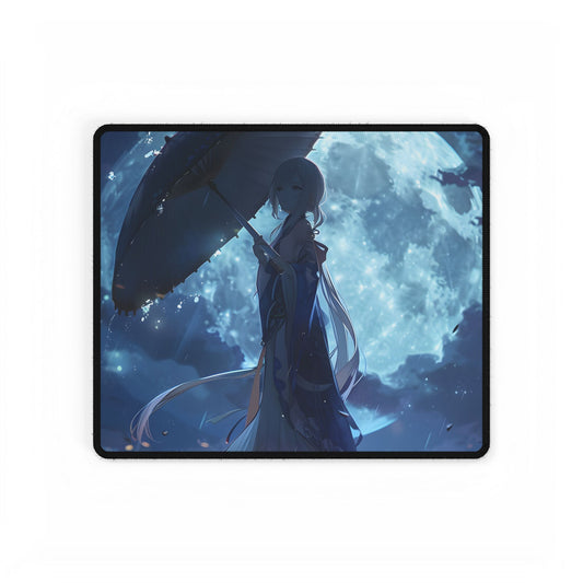 Rainy Reflections: Anime Girl's Melancholic Moment - Desk Mat