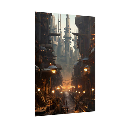 Post-Apocalyptic Steampunk City: Dystopian Artwork - Poster