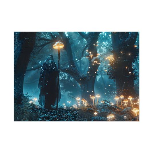Whispers of Ancient Magic in a Moonlit Mystical Forest - Poster
