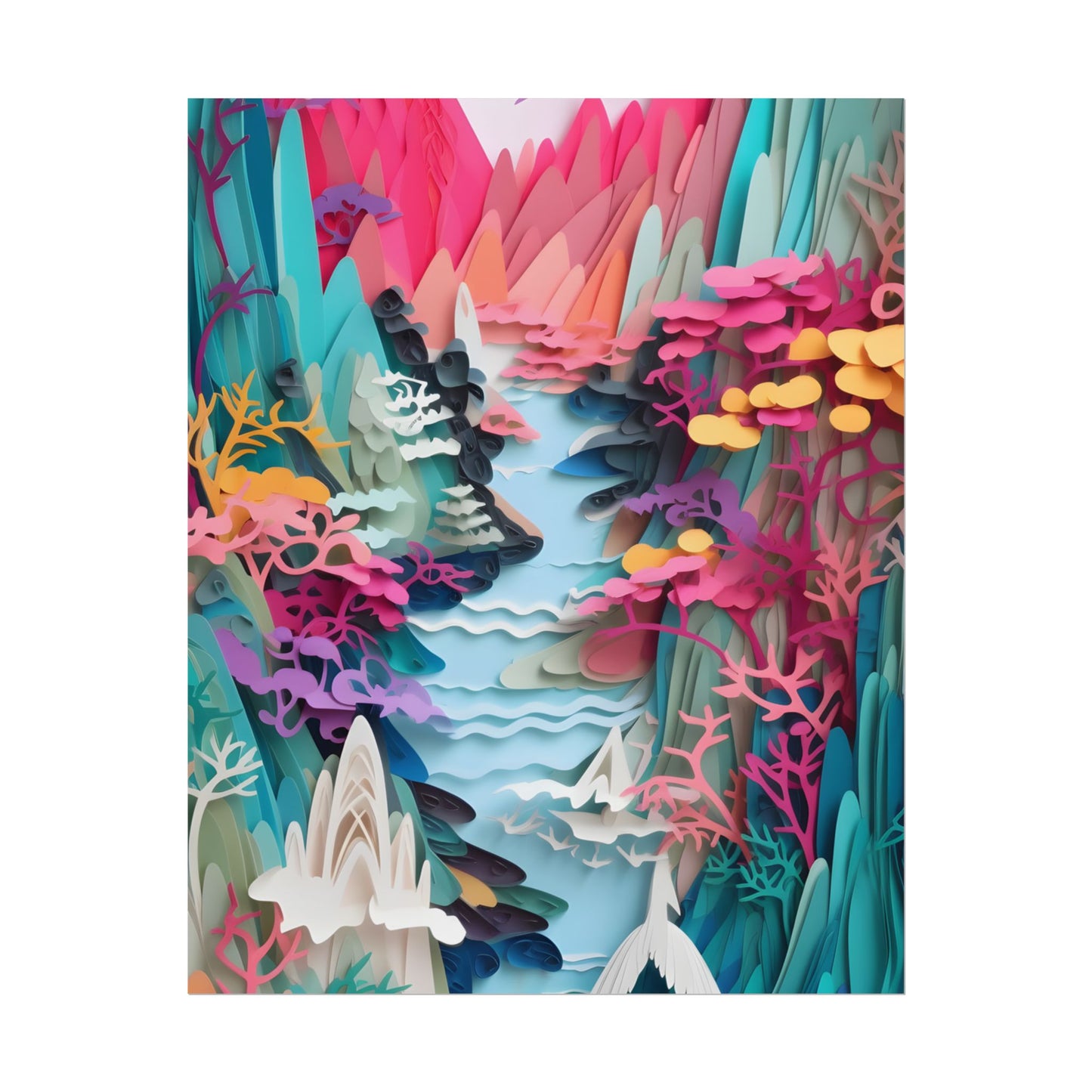 Japanese Paper Quilling Craft: Vibrant Landscape Art - Poster