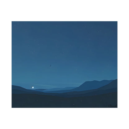 Minimalist Night Sky: Stars and Crescent Moon Art - Poster