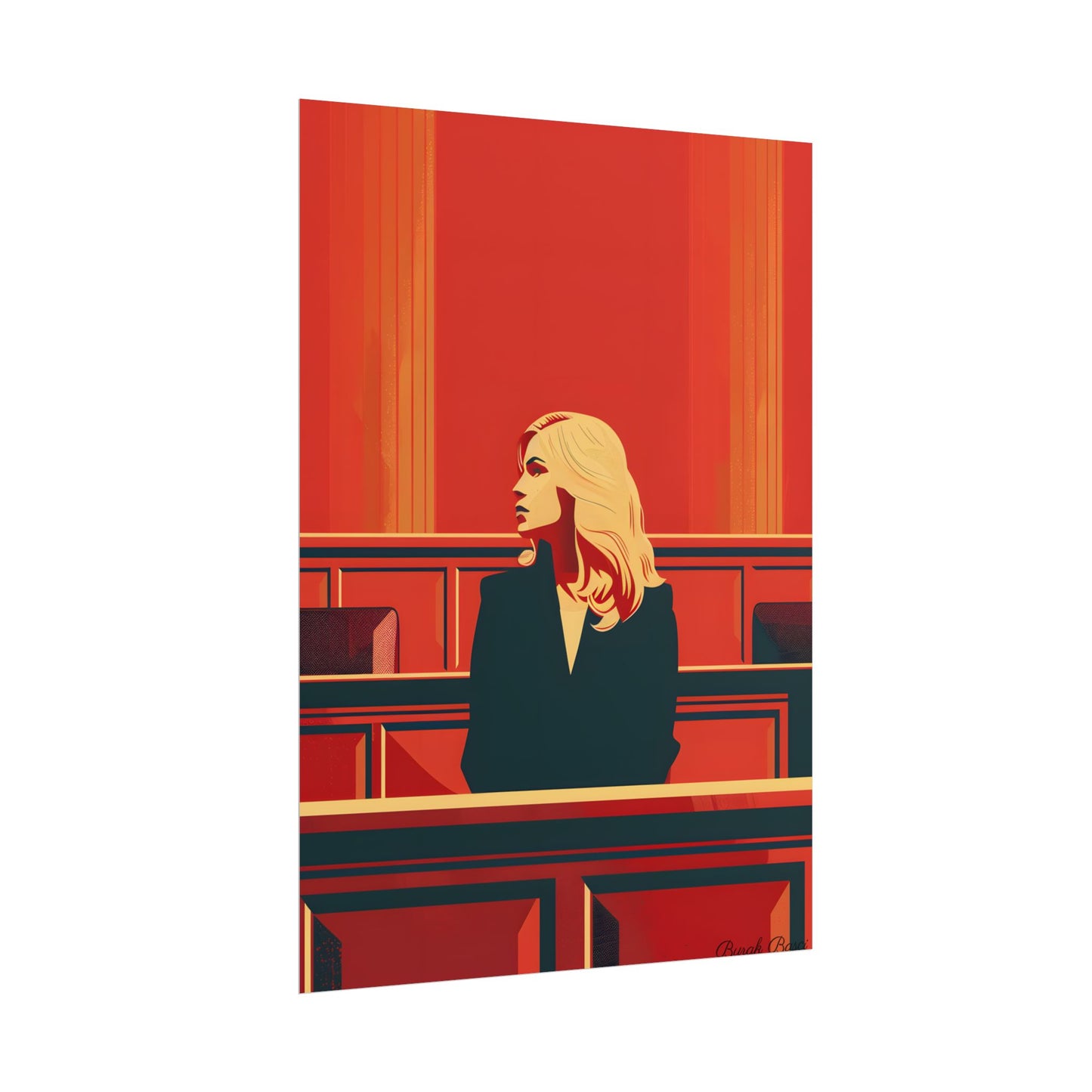 Elegant Woman in White: Modern Art Portrait - Poster