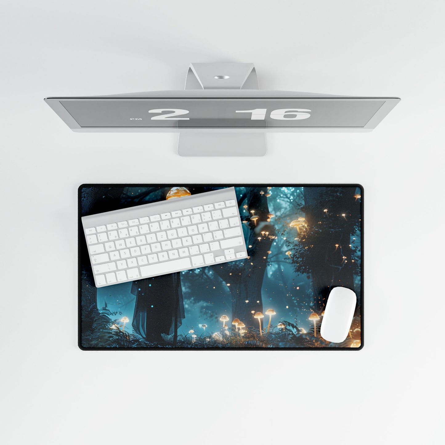 Whispers of Ancient Magic in a Moonlit Mystical Forest - Desk Mat