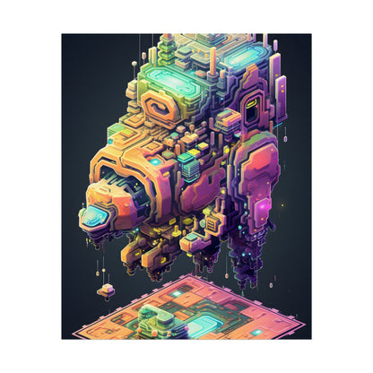 Pixel Punk Pets: Digital Artwork of Cyber-Pets in Pixelated World - Poster