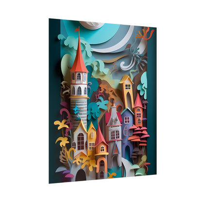 Eye-Catching European Landscape: Paper Quilling Artwork - Poster