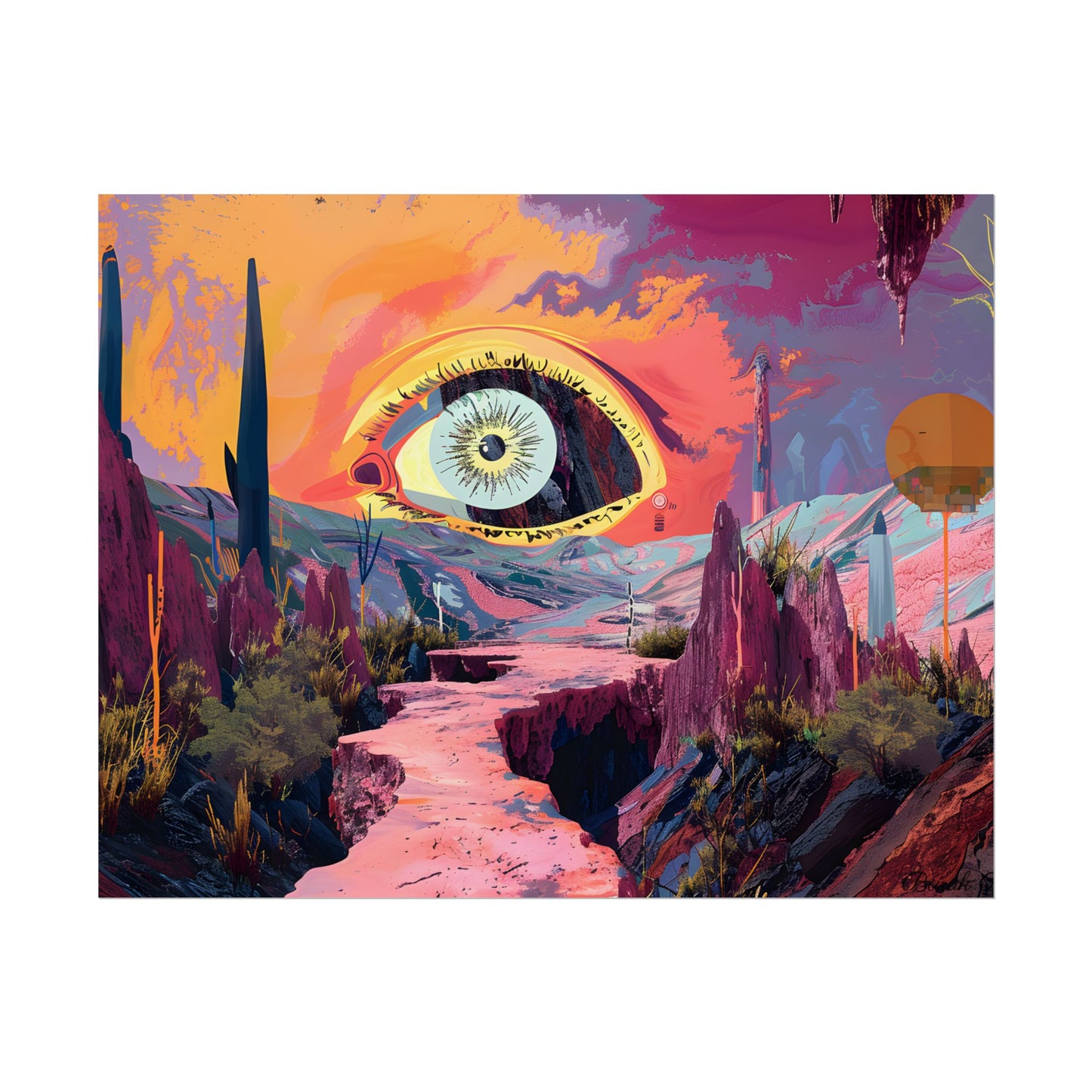 Surreal Eye: Vibrant Landscape Digital Art - Poster